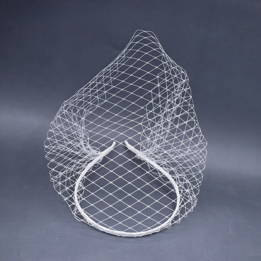 Charming Black & White Bridal Birdcage Veil Headband I'm Getting Married.