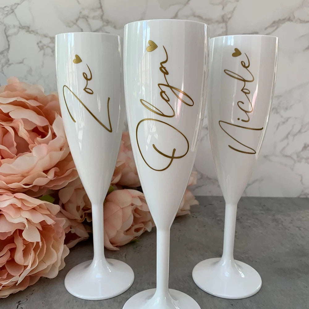 White Champagne Flute Personalised - Bridal Party Gift I'm Getting Married.