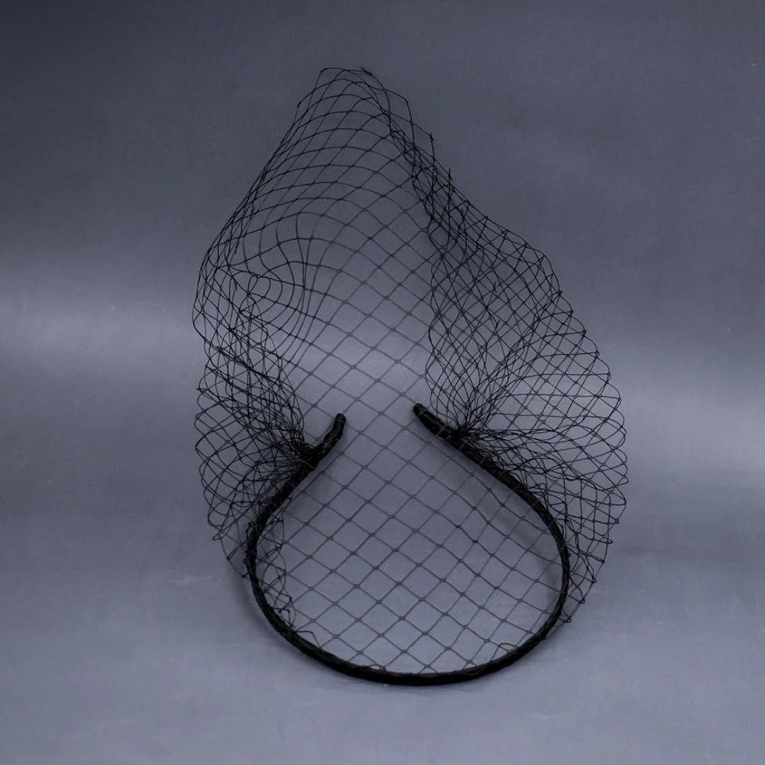 Charming Black & White Bridal Birdcage Veil Headband I'm Getting Married.