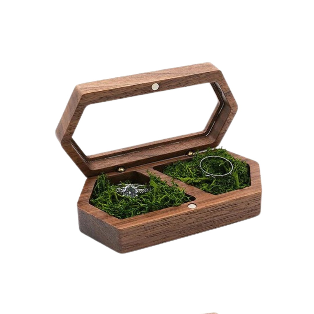 Personalised Walnut Wooden Ring Box I'm Getting Married.