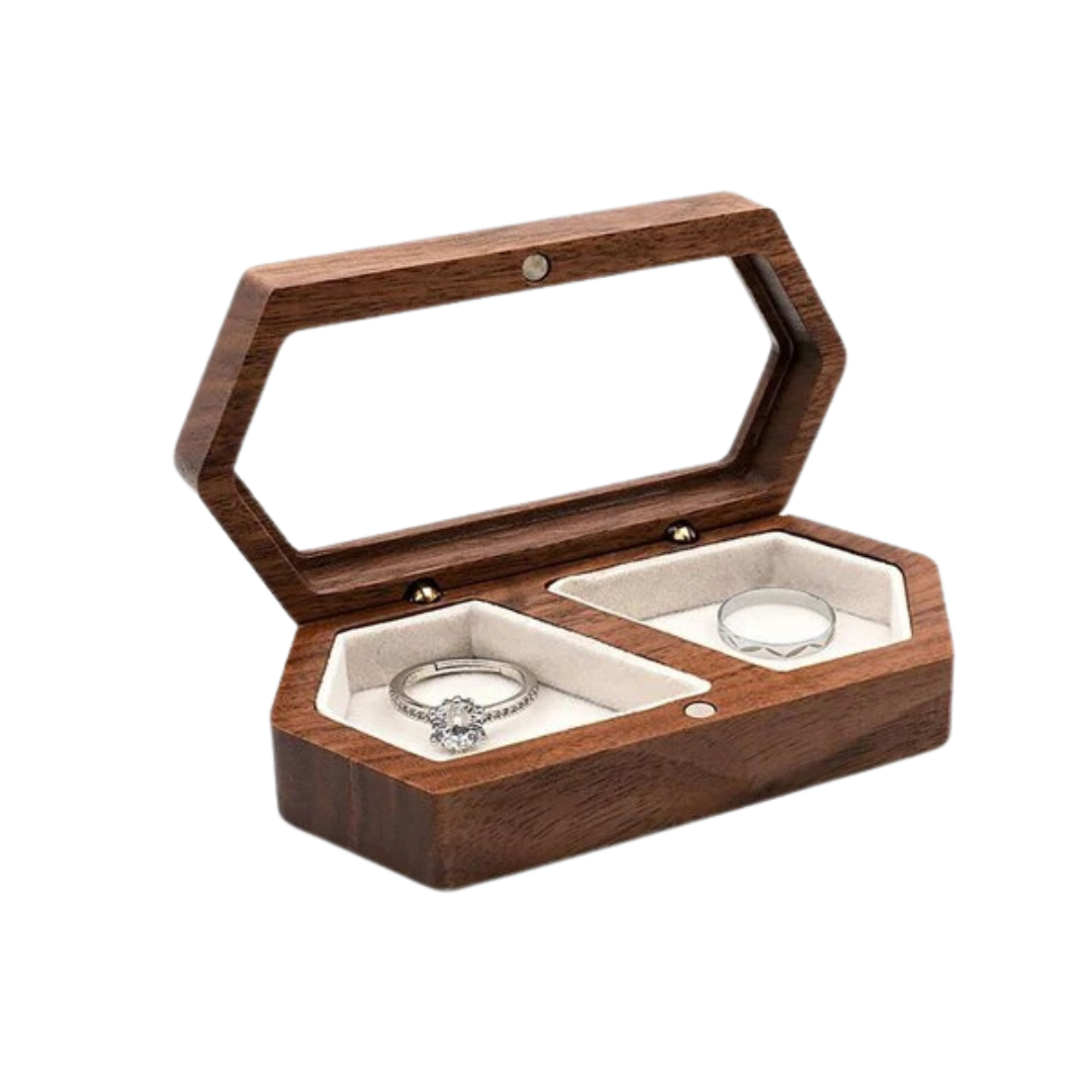 Personalised Walnut Wooden Ring Box I'm Getting Married.