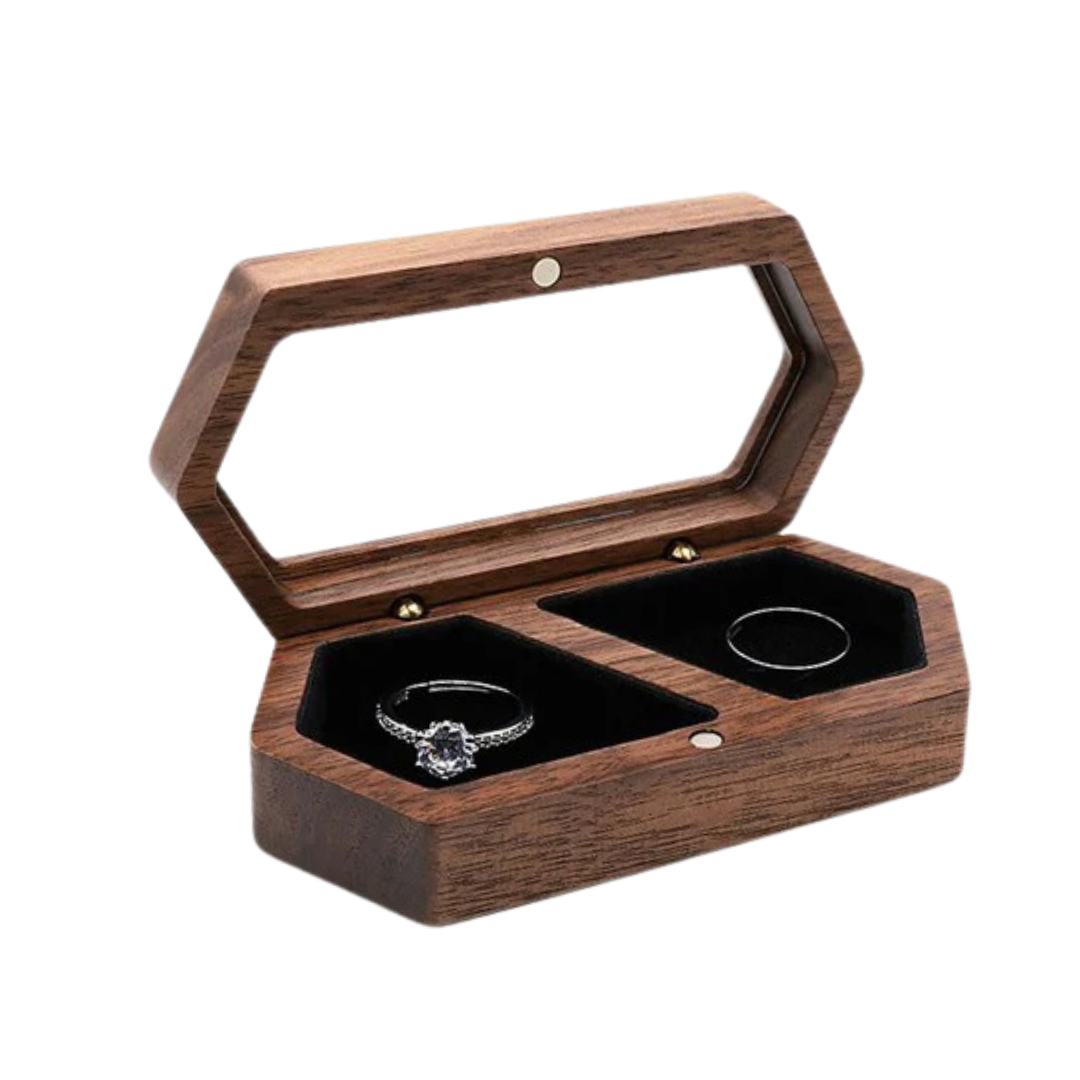 Personalised Walnut Wooden Ring Box I'm Getting Married.