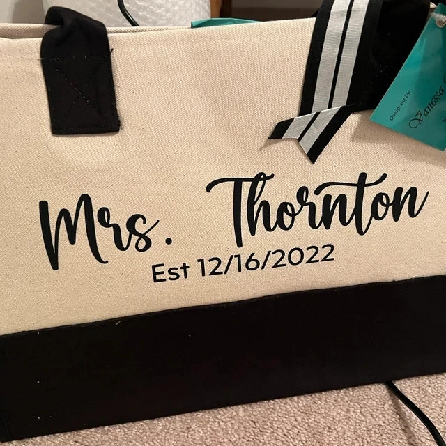 Personalised “Mrs” Hamptons Style Wedding Handbag I'm Getting Married.