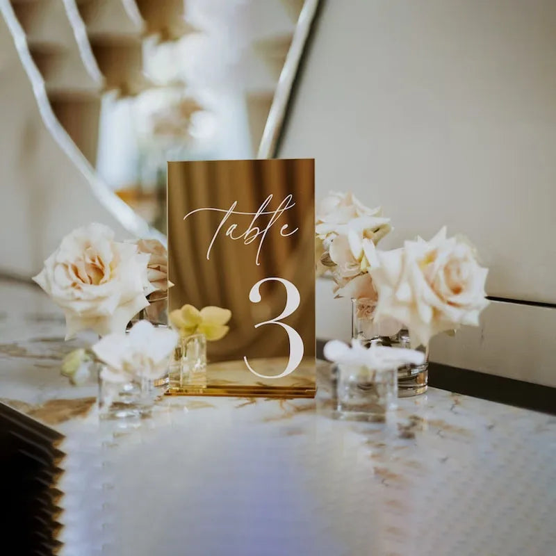 Luxe Gold Mirror Wedding Table Numbers I'm Getting Married.