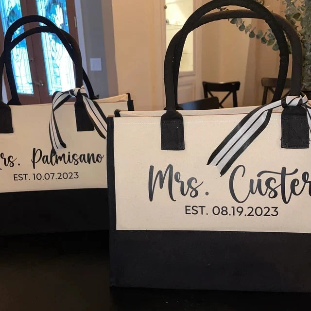 Personalised “Mrs” Hamptons Style Wedding Handbag I'm Getting Married.