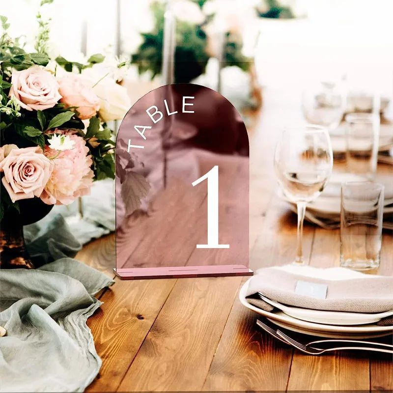 Acrylic 3D Arch Mirror Wedding Table Numbers I'm Getting Married.