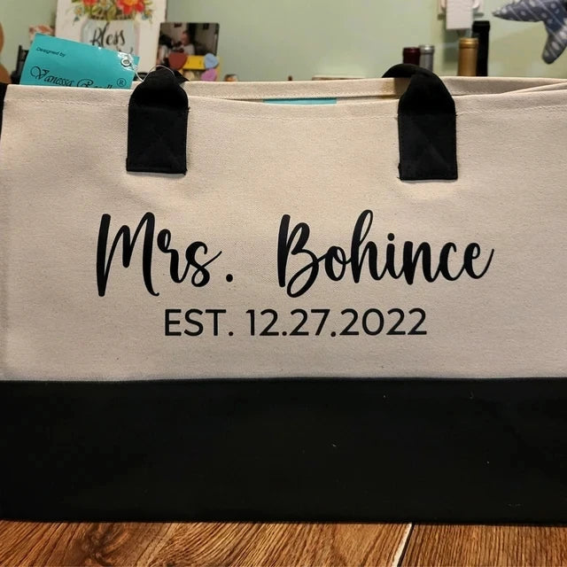 Personalised “Mrs” Hamptons Style Wedding Handbag I'm Getting Married.