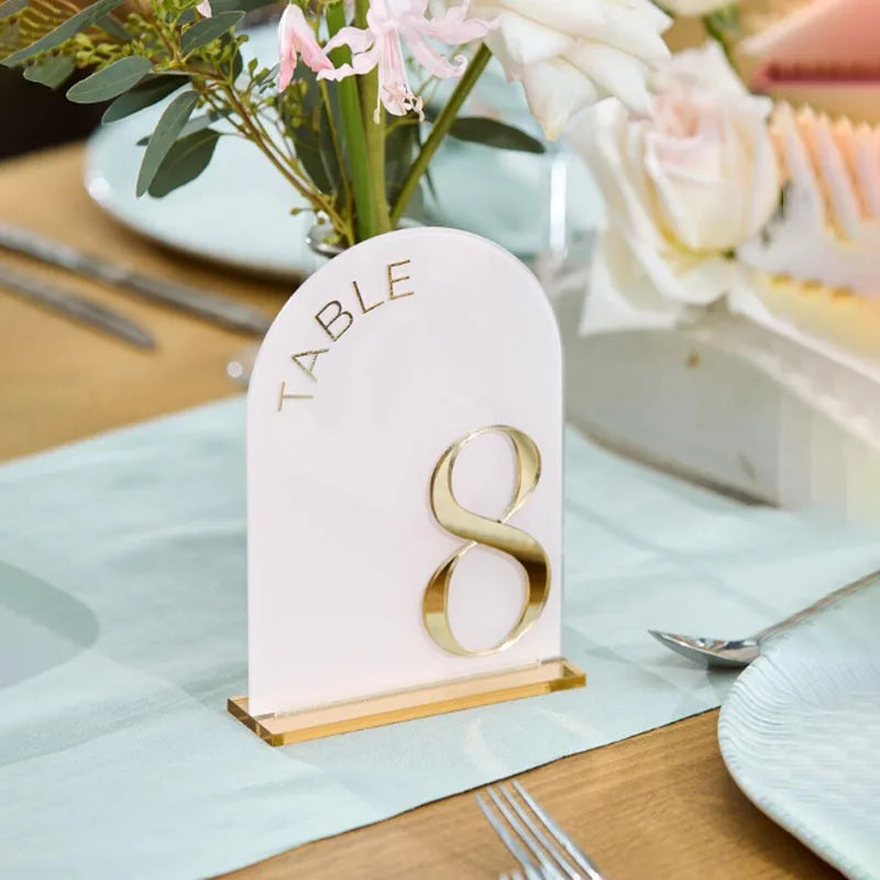 Acrylic 3D Arch Mirror Wedding Table Numbers I'm Getting Married.