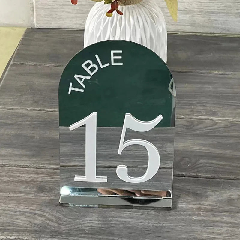 Acrylic 3D Arch Mirror Wedding Table Numbers I'm Getting Married.
