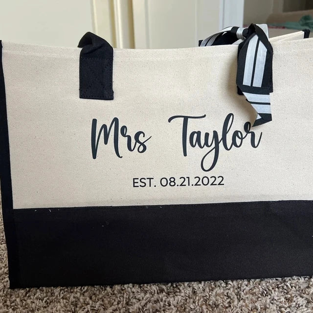 Personalised “Mrs” Hamptons Style Wedding Handbag I'm Getting Married.