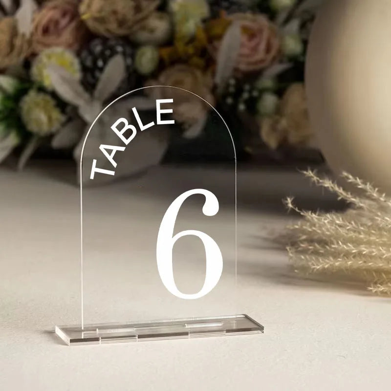 Acrylic 3D Arch Mirror Wedding Table Numbers I'm Getting Married.