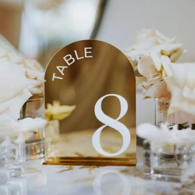 Acrylic 3D Arch Mirror Wedding Table Numbers I'm Getting Married.