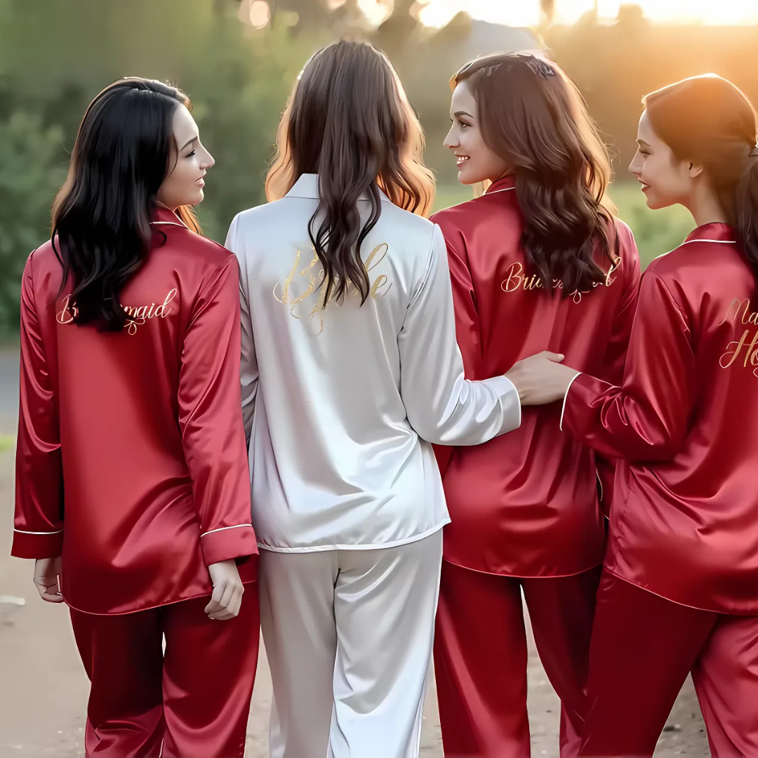 Personalised Satin Bride & Bridesmaid Pyjama Set I'm Getting Married.