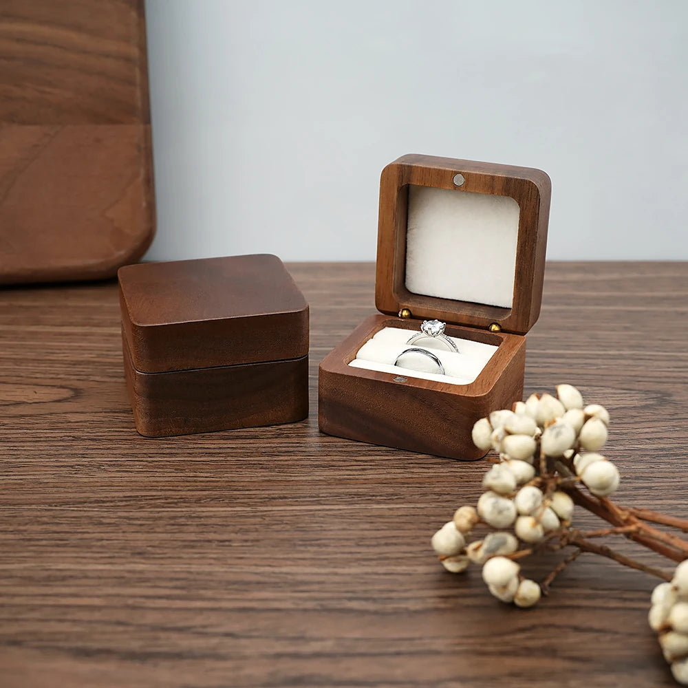 Personalised Wooden Ring Box - 2 Rings I'm Getting Married.