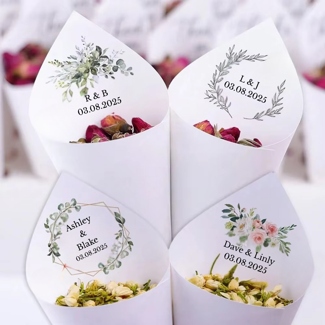 Personalised Floral Wedding Confetti Toss Cones I'm Getting Married.