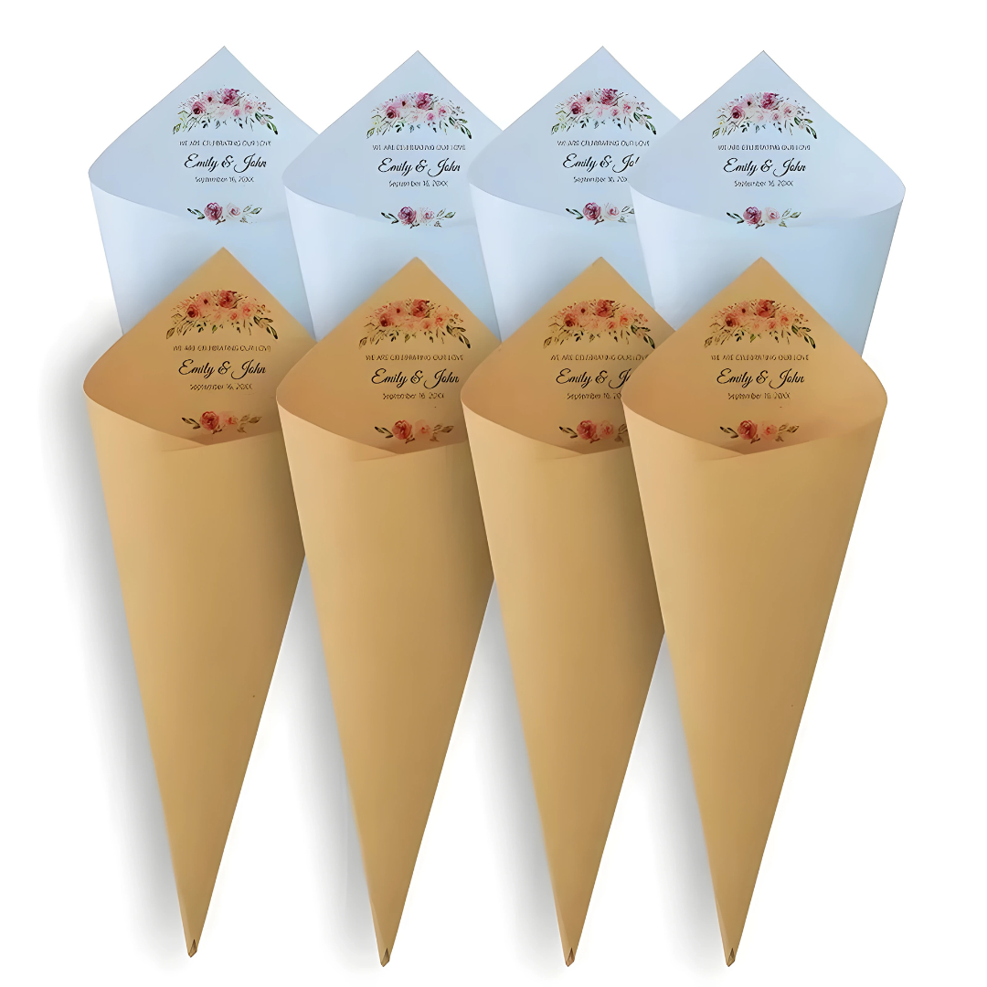 Personalised Floral Wedding Confetti Toss Cones I'm Getting Married.