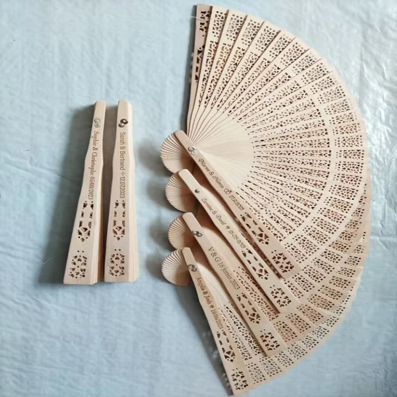Personalised Wooden Hand Fans – Custom Engraved (50/75qty) I'm Getting Married.