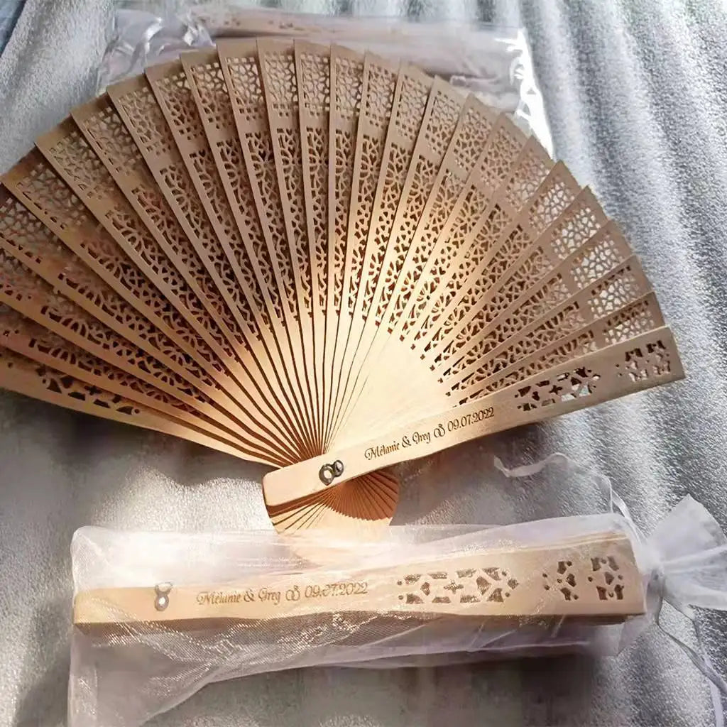 Personalised Wooden Hand Fans – Custom Engraved (50/75qty) I'm Getting Married.