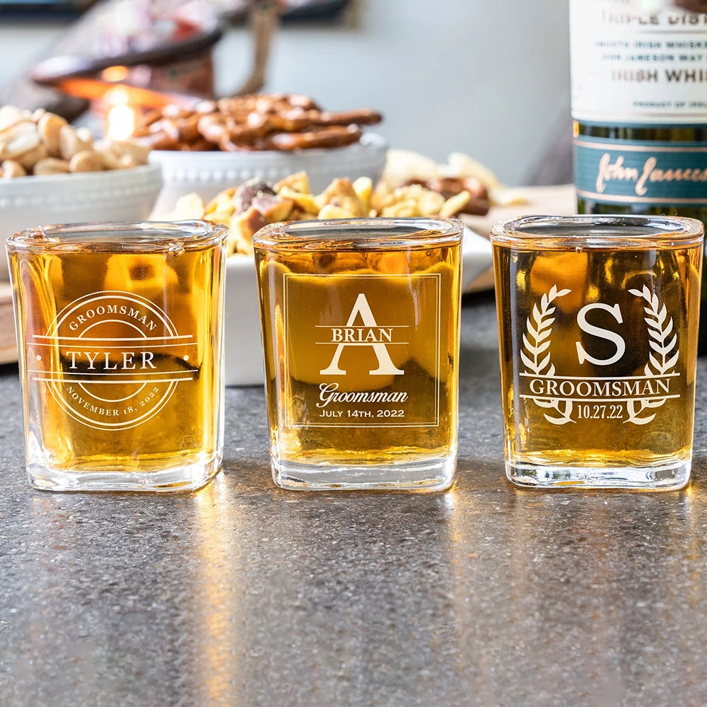 Personalised Square Shot Glasses for Wedding Day Toast I'm Getting Married.