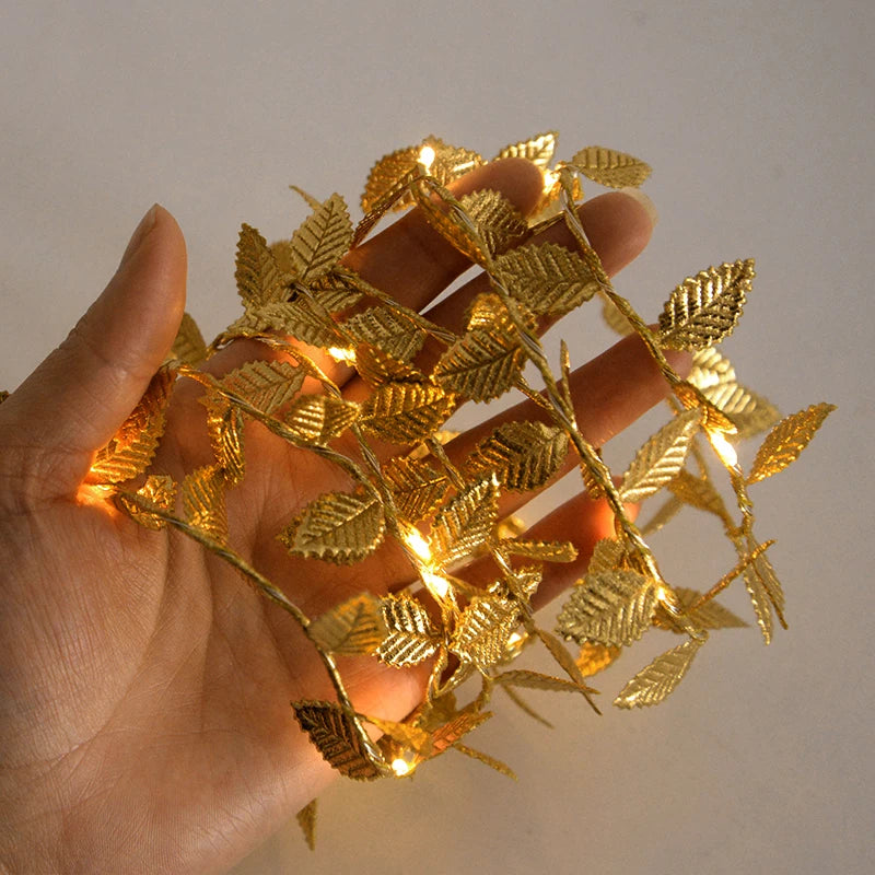 Golden Leaves Fairy Lights - Wedding Party Decor I'm Getting Married.