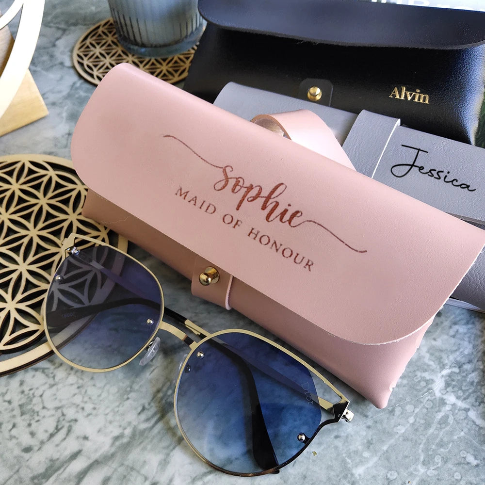 Personalised Leather Glasses Case – Bridesmaid, Wedding & Travel Gift I'm Getting Married.