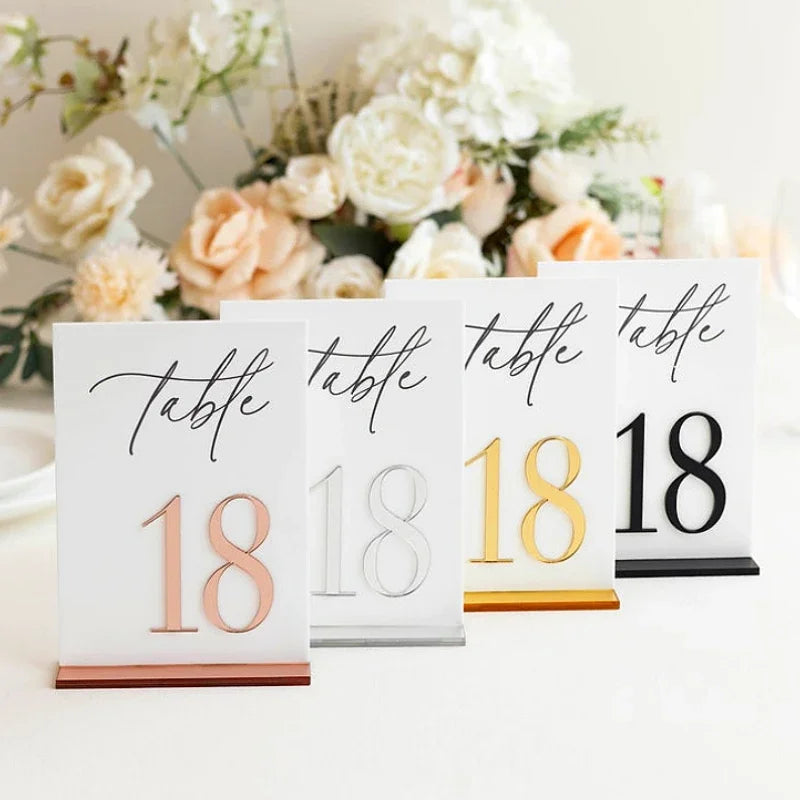 White Acrylic Modern Wedding Table Numbers I'm Getting Married.
