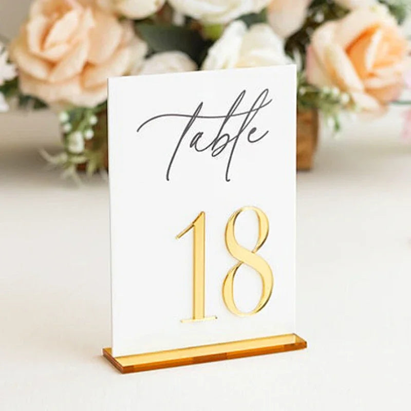 White Acrylic Modern Wedding Table Numbers I'm Getting Married.