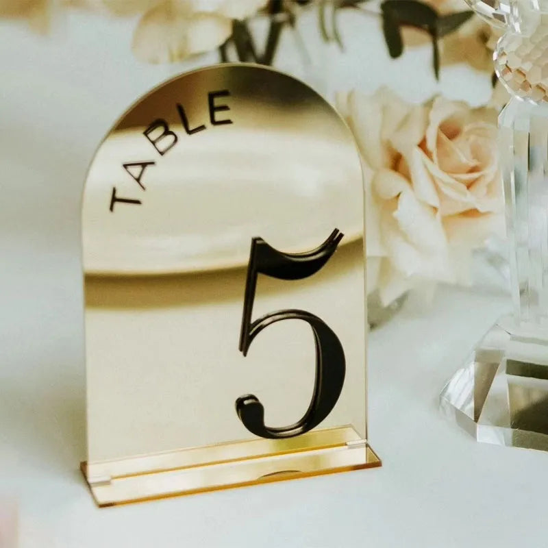 Acrylic 3D Arch Mirror Wedding Table Numbers I'm Getting Married.