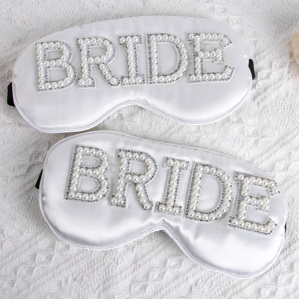 Bride White Pearl Sleep Eye Mask I'm Getting Married.