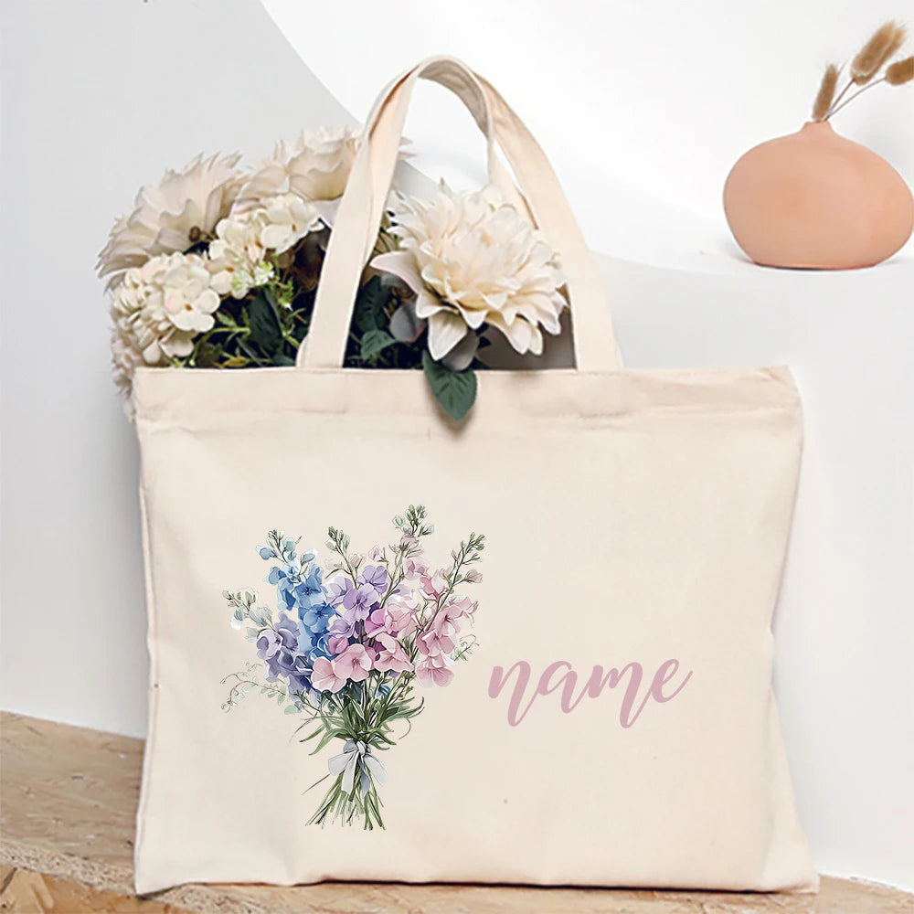 Personalised Birth Flower Tote Bag I'm Getting Married.