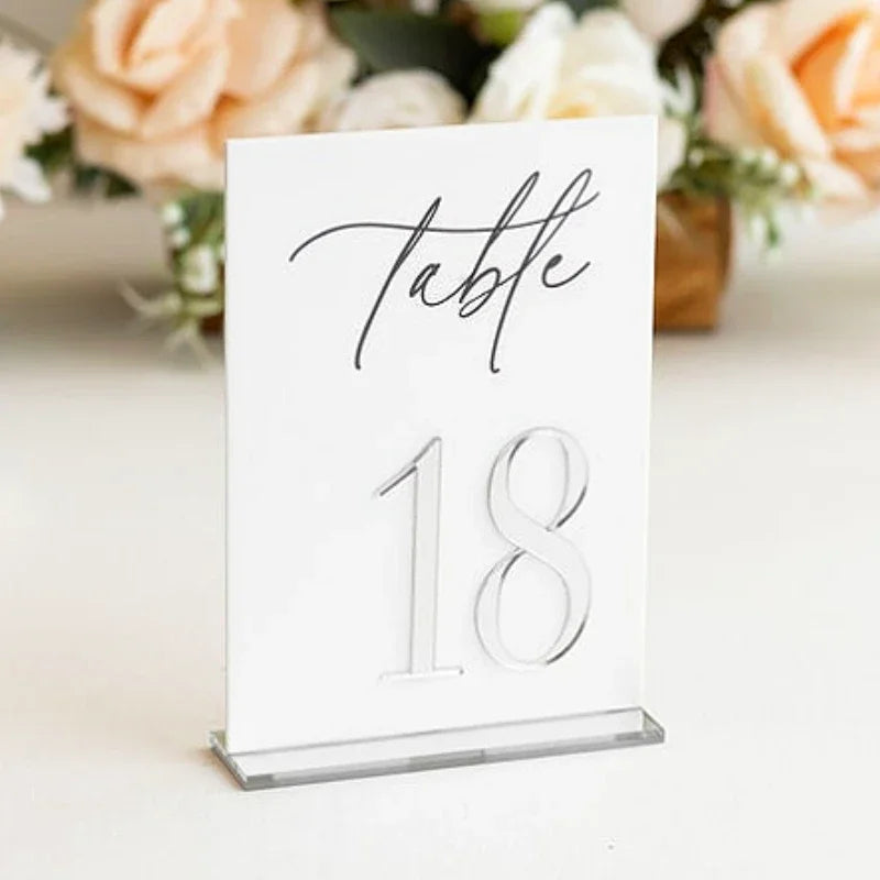White Acrylic Modern Wedding Table Numbers I'm Getting Married.