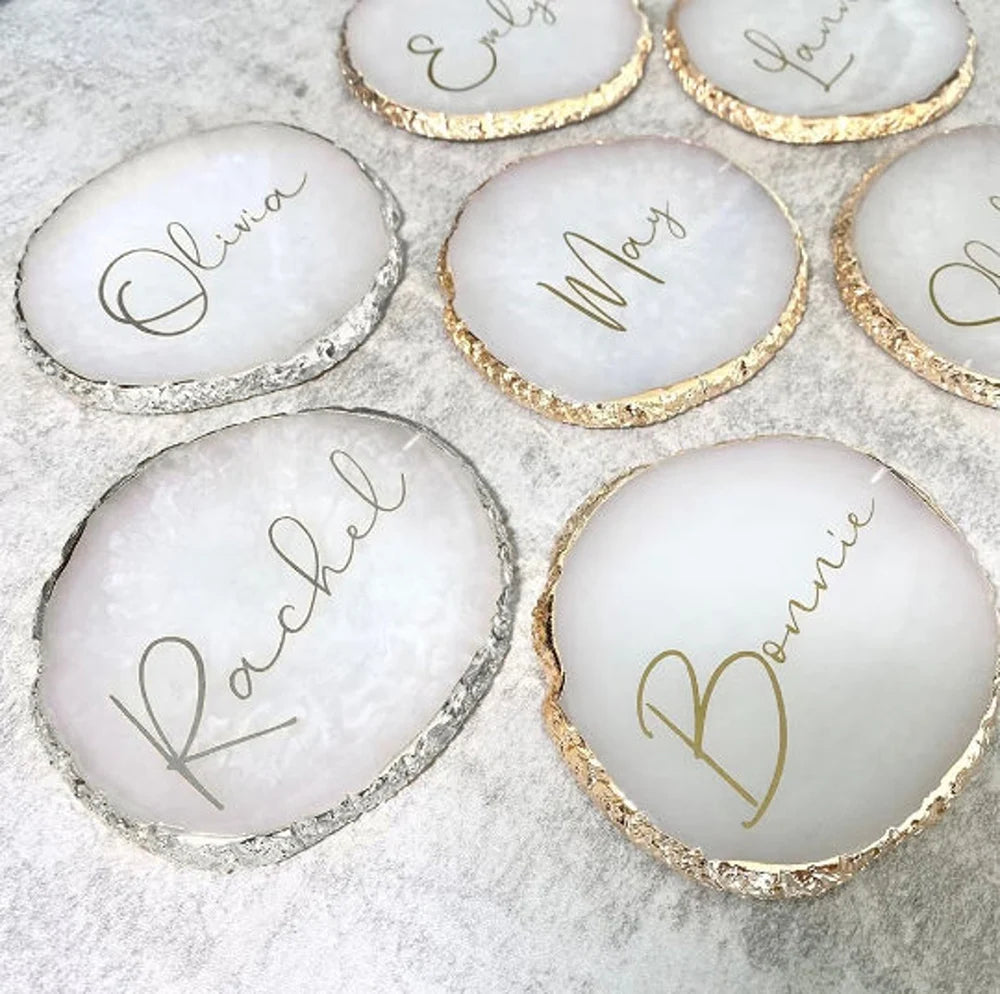 Personalised Resin Agate Coasters Place Cards I'm Getting Married.