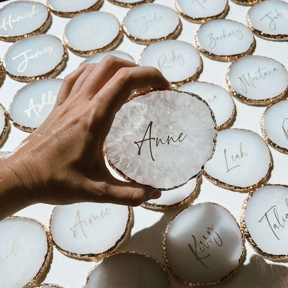 Personalised Resin Agate Coasters Place Cards I'm Getting Married.