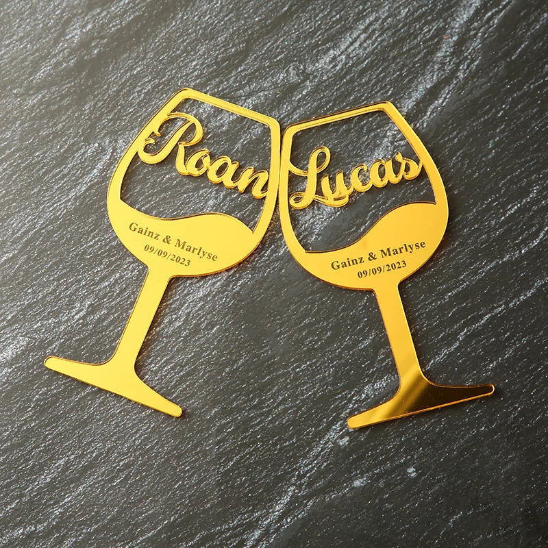 Personalised Wooden Wine Glass Place Cards I'm Getting Married.