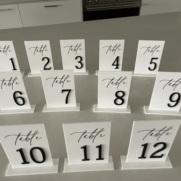 White Acrylic Modern Wedding Table Numbers I'm Getting Married.