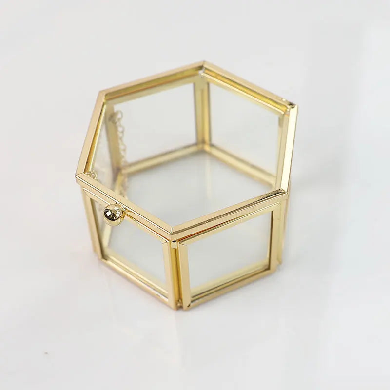 Personalised Glass Hexagon Bridal Ring Box I'm Getting Married.