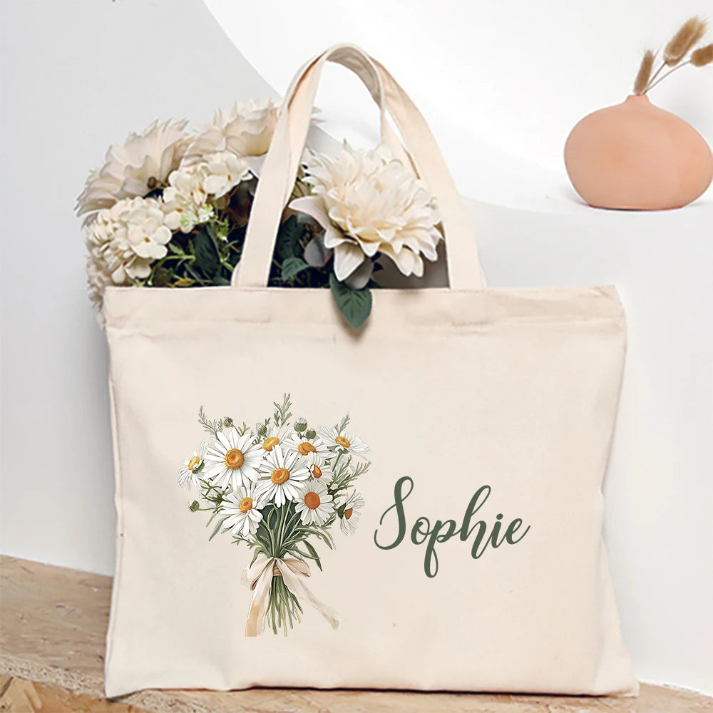 Personalised Birth Flower Tote Bag I'm Getting Married.