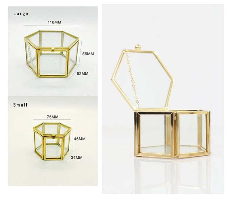Personalised Glass Hexagon Bridal Ring Box I'm Getting Married.