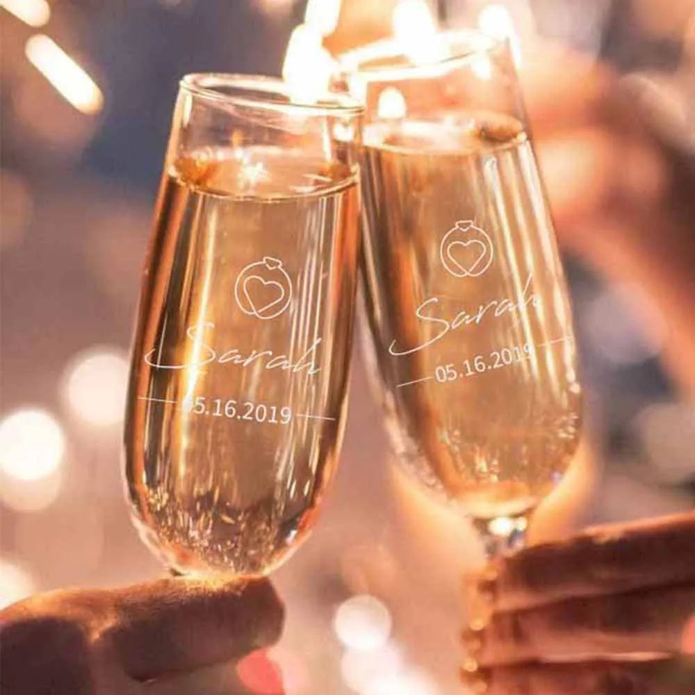 Personalised Mrs and Mr Champagne Glass Flute Set I'm Getting Married.