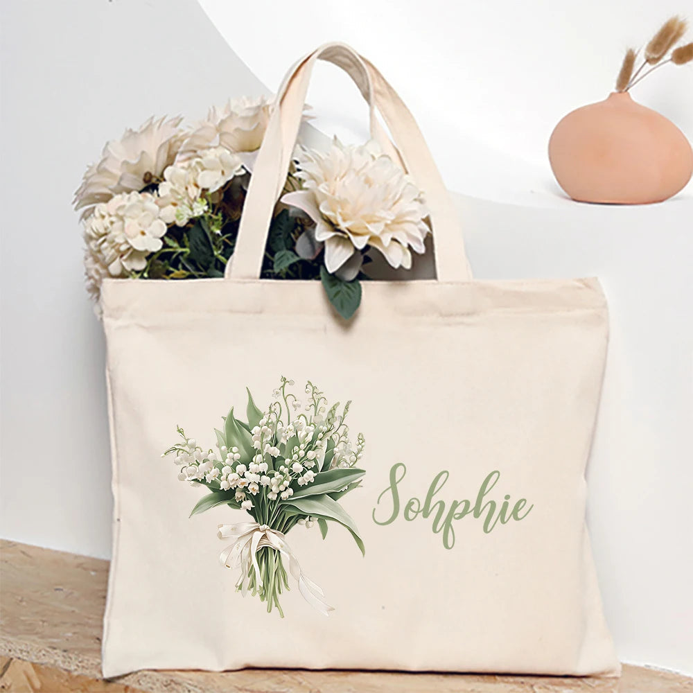Personalised Birth Flower Tote Bag I'm Getting Married.