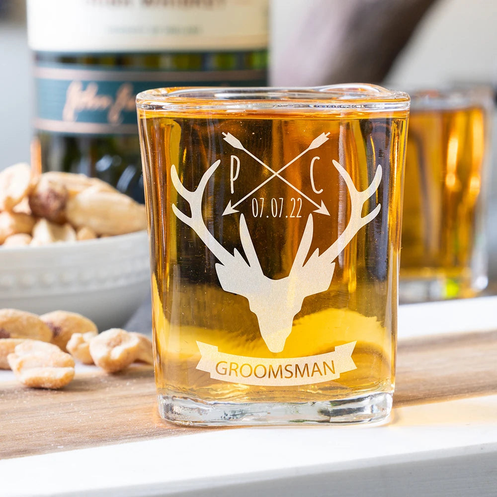 Personalised Square Shot Glasses for Wedding Day Toast I'm Getting Married.