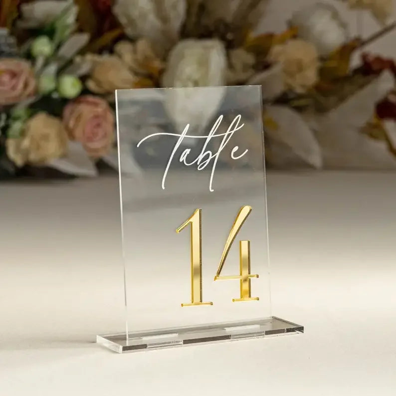 White Acrylic Modern Wedding Table Numbers I'm Getting Married.