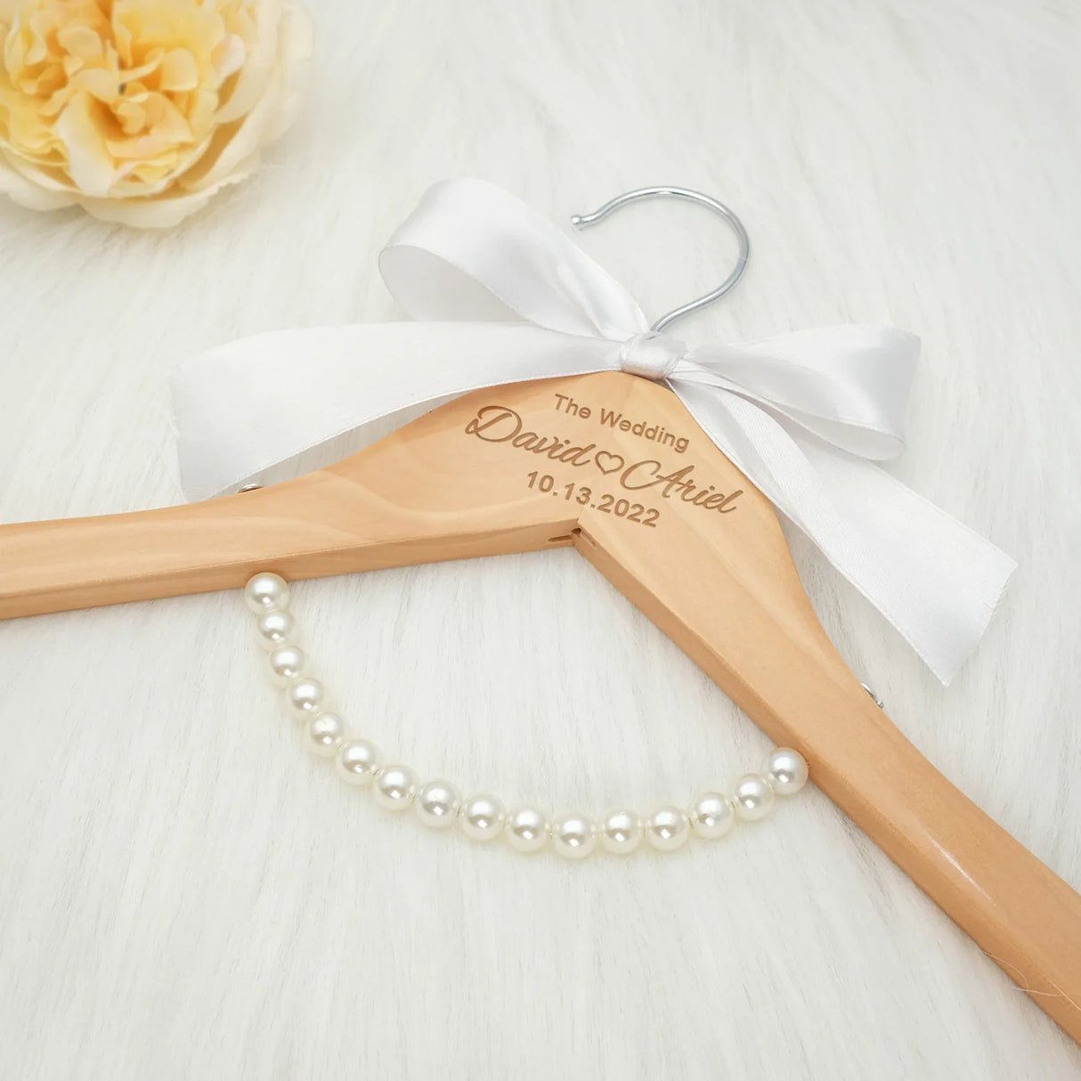 Personalised Wedding Dress Hanger - Engraved Names & Date I'm Getting Married.