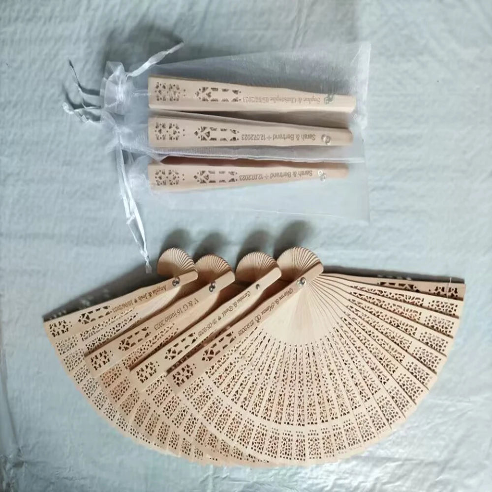Personalised Wooden Hand Fans – Custom Engraved (50/75qty) I'm Getting Married.