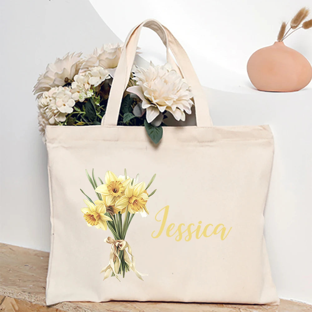 Personalised Birth Flower Tote Bag I'm Getting Married.