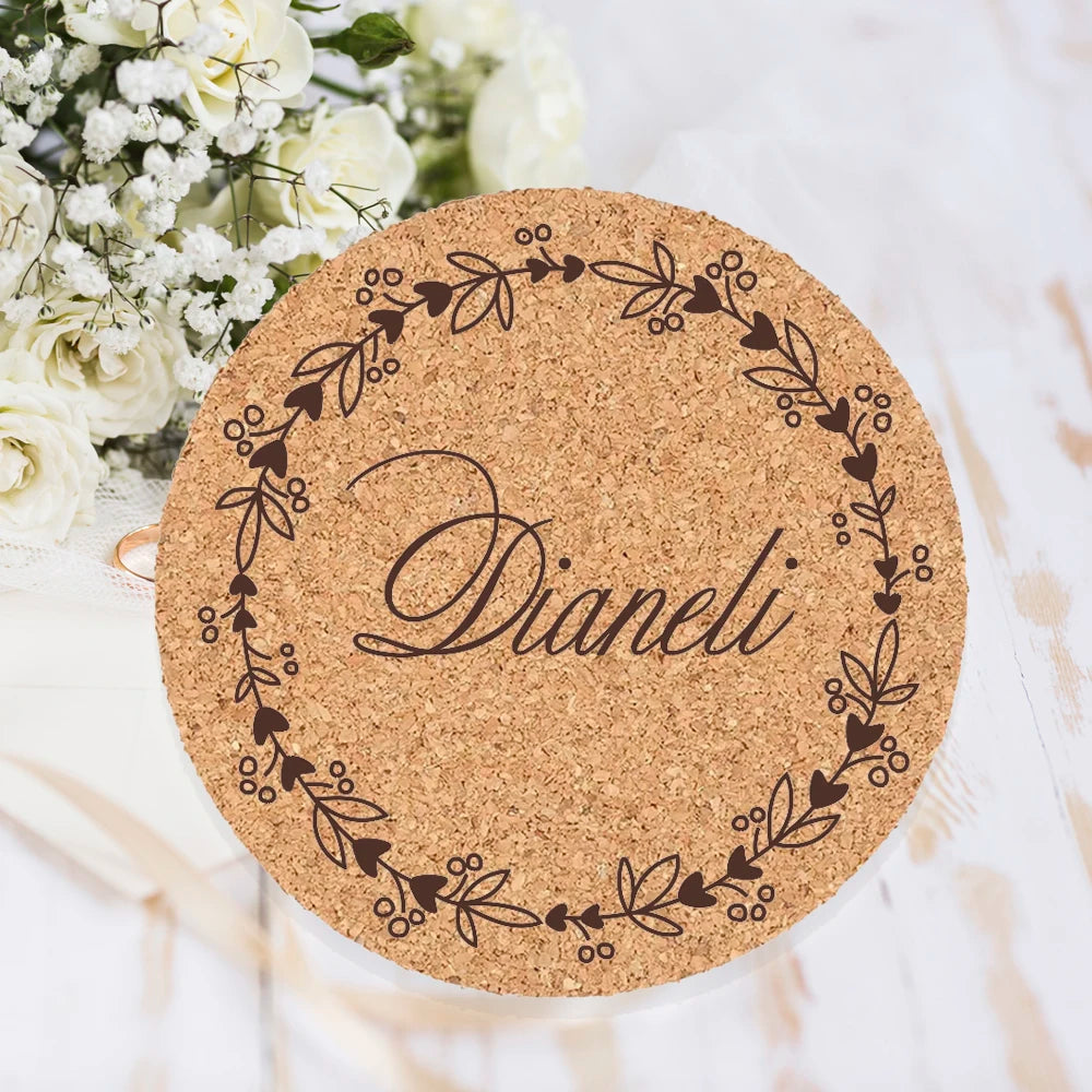 Personalised Round Cork Coaster Place Cards - Set of 10 I'm Getting Married.