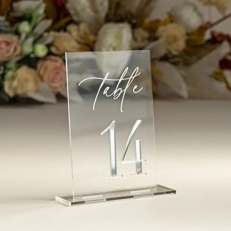White Acrylic Modern Wedding Table Numbers I'm Getting Married.