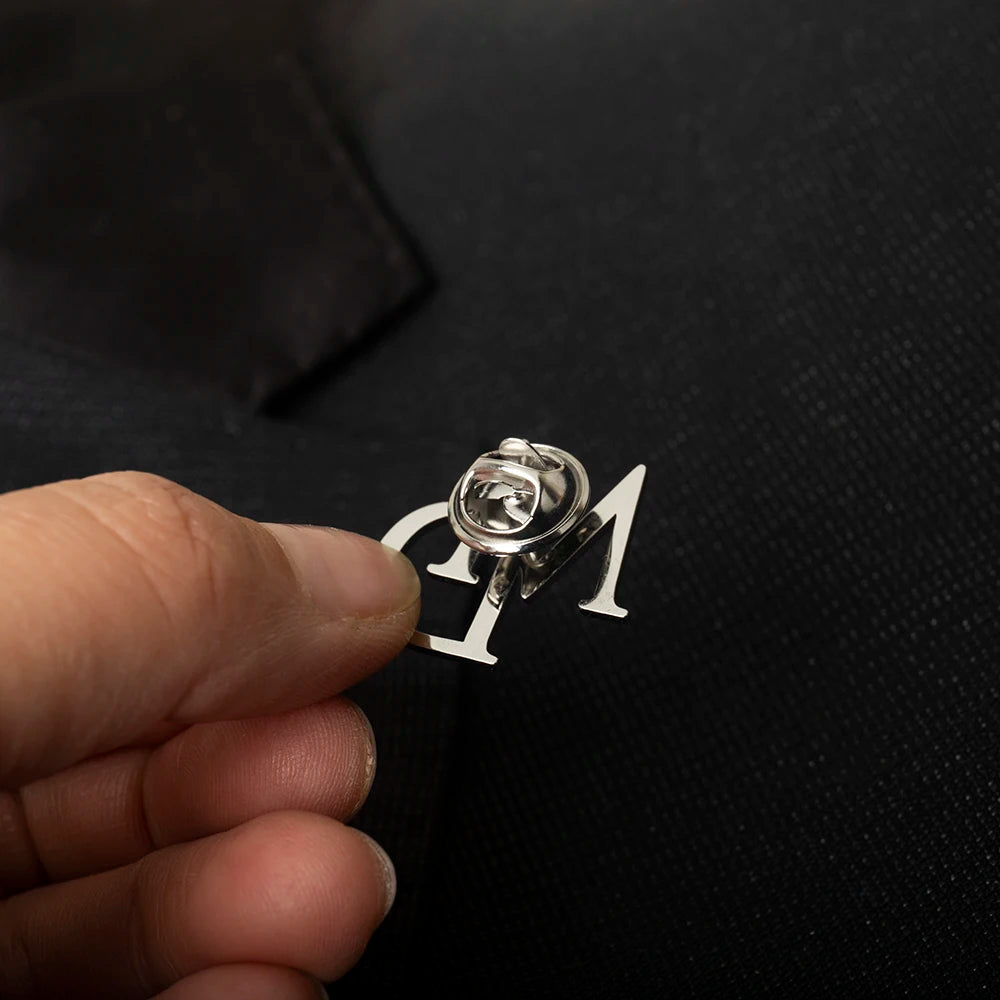 Personalised Stainless Steel Groom Initials Lapel Brooch I'm Getting Married.