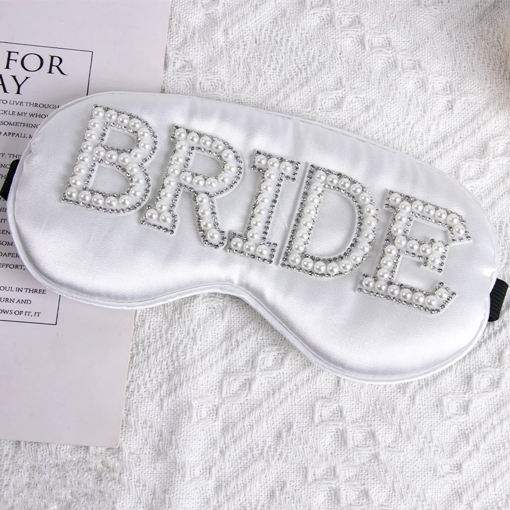Bride White Pearl Sleep Eye Mask I'm Getting Married.