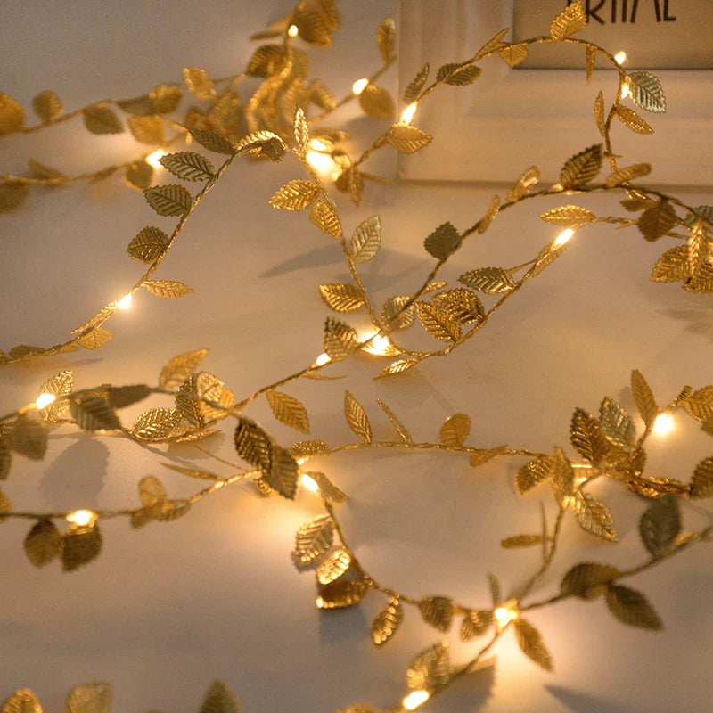 Golden Leaves Fairy Lights - Wedding Party Decor I'm Getting Married.